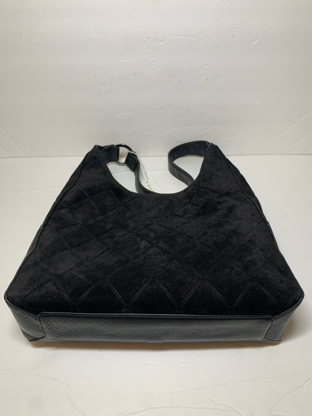 Hammitt TIM Diamond Suede Pebble Leather Medium Shoulder Bag Black NWT